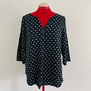 Liz Claiborne Patterned Blouse Half Sleeve Size Medium